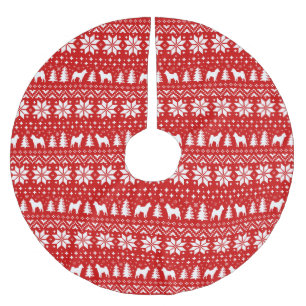 Shiba Inu Silhouetten Kerstpatroon Rood Kerstboom Rok