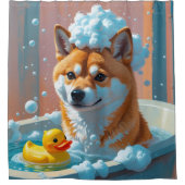 Shiba Inu Sloppy Sleepy Schattige Funny Douchegordijn (Voorkant)