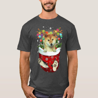 Shiba Inu Snow Pocket Dogs-kerstzakje T-shirt