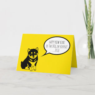 Shiba Inu Speech Bubbles Happy Nieuw aangepast jaa Feestdagen Kaart