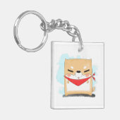Shiba Inu Square cartoon Sleutelhanger (Voorkant Links)
