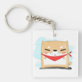 Shiba Inu Square cartoon Sleutelhanger (Voorkant)