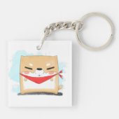 Shiba Inu Square cartoon Sleutelhanger (Achterkant)