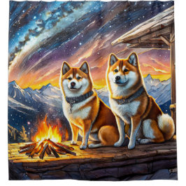 Shiba Inu Star Gazing 02 Design van Rich AMeN Gill Douchegordijn