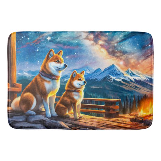 Shiba Inu Star Gazing Design van Rich AMeN Gill Badmat (Voorkant)