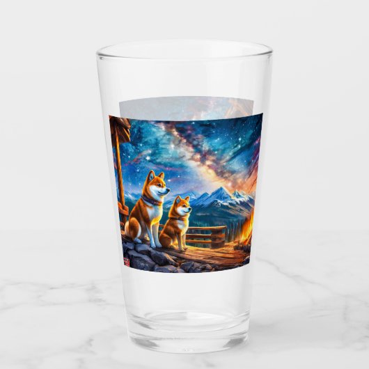 Shiba Inu Star Gazing Design van Rich AMeN Gill Glas (Voorkant)