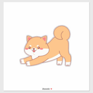 Shiba Inu stretching cartoon Sticker