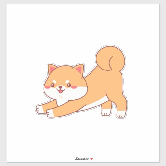 Shiba Inu stretching cartoon Sticker (Vel)