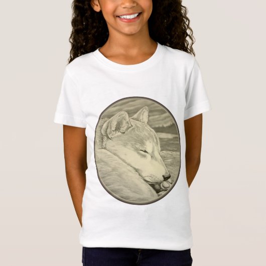 Shiba Inu T-shirt Art Girl's Hondenliefhebber Shir (Voorkant)