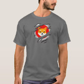 Shiba Inu Torn Afbeelding w/ Logo onthullen onder T-shirt (Voorkant)