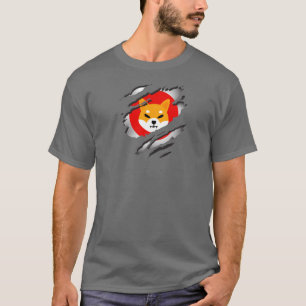 Shiba Inu Torn Afbeelding w/ Logo onthullen onder T-shirt