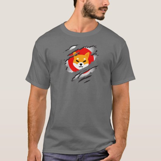 Shiba Inu Torn Afbeelding w/ Logo onthullen onder T-shirt (Voorkant)