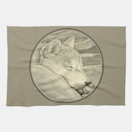 Shiba Inu Towel Hondenliefhebber Art Tea Towels &  Theedoek (Horizontaal)