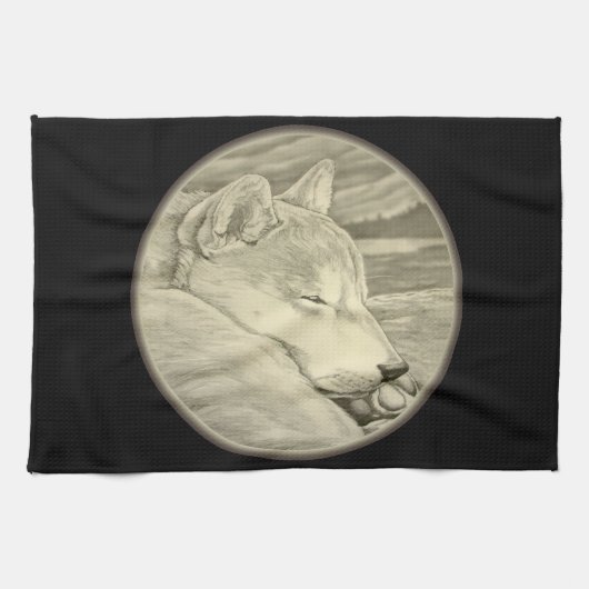 Shiba Inu Towel Hondenliefhebber Art Tea Towels &  Theedoek (Horizontaal)