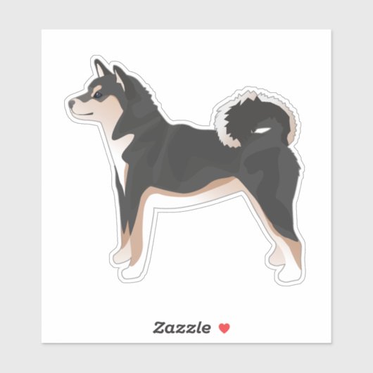 Shiba Inu Tri-Color Hondenras Side Uitzicht Silhou Sticker (Vel)
