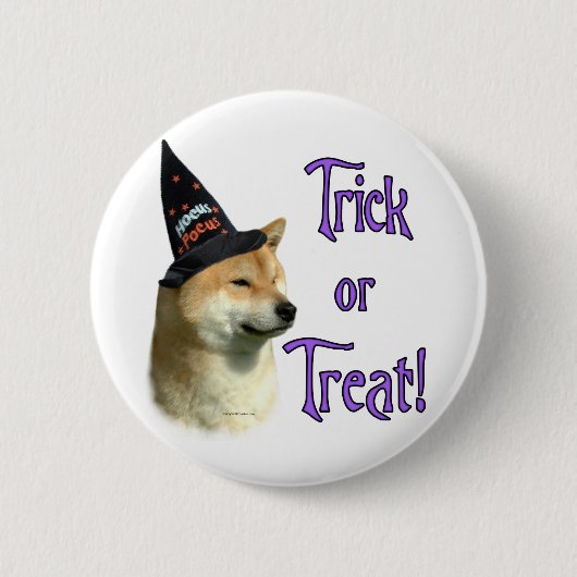 Shiba Inu Trick Ronde Button 5,7 Cm (Voorkant)