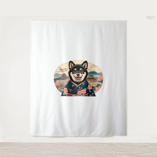 Shiba Inu Ukiyo-e stijl Wandkleed (Voorkant)