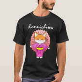 Shiba Inu Uni Hond Konnichiwa Kimono Bloemjurk T-shirt (Voorkant)