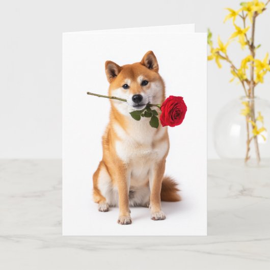 Shiba Inu Valentijn Kaart (Gele Bloem)