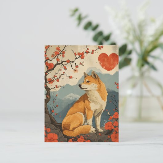 Shiba Inu  Valentijnsdag Briefkaart (Staand voorkant)