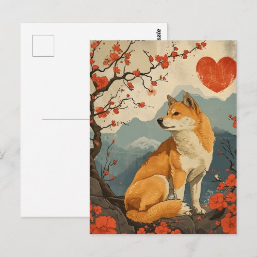 Shiba Inu  Valentijnsdag Briefkaart (Voorkant / Achterkant)