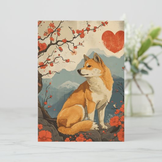 Shiba Inu  Valentijnsdag Feestdagenkaart (Staand voorkant)