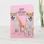 Shiba Inu Verjaardag Gelukzaligheid Gevouwen Wensk Kaart (Voorkant)
