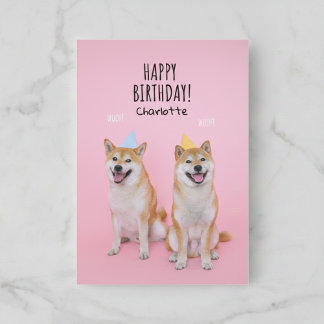 Shiba Inu Verjaardag Gelukzaligheid Gevouwen Wensk Kaart