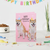 Shiba Inu Verjaardag Gelukzaligheid Gevouwen Wensk Kaart