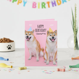 Shiba Inu Verjaardag Gelukzaligheid Gevouwen Wensk Kaart
