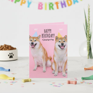 Shiba Inu Verjaardag Gelukzaligheid Gevouwen Wensk Kaart
