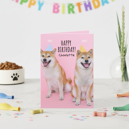 Shiba Inu Verjaardag Gelukzaligheid Gevouwen Wensk Kaart