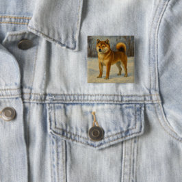 Shiba Inu Vierkante Button 5,1 Cm