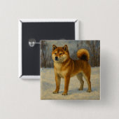 Shiba Inu Vierkante Button 5,1 Cm (Voorkant /achterkant)