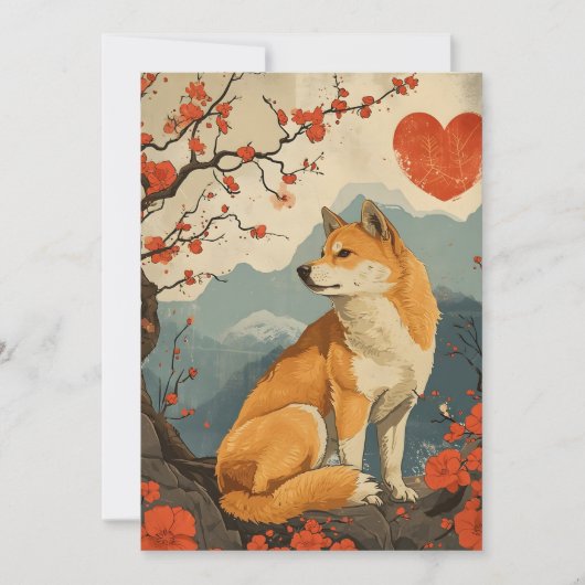 Shiba Inu Vintage Valentijnsdag  Feestdagenkaart (Voorkant)