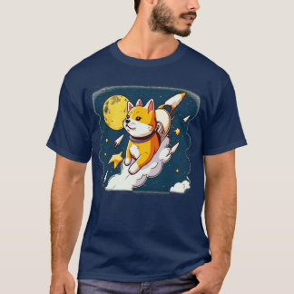 shiba inu vliegt de ruimte in met een raket10 t-shirt