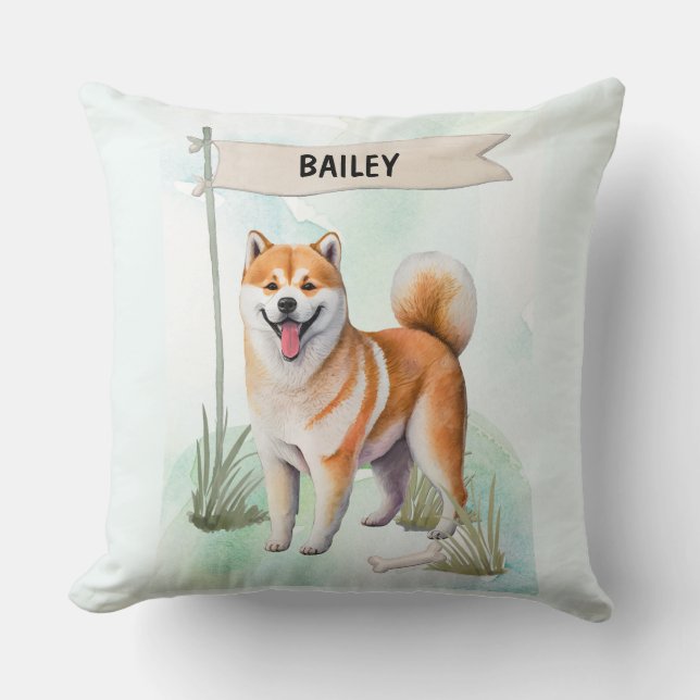 Shiba Inu Watercolor Personalized Dog Kussen (Voorkant)