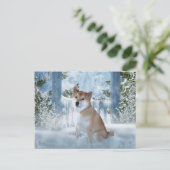 Shiba Inu Winter Briefkaart (Staand voorkant)