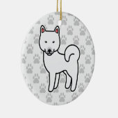 Shiba Inu Wit Keramisch Ornament (Rechts)