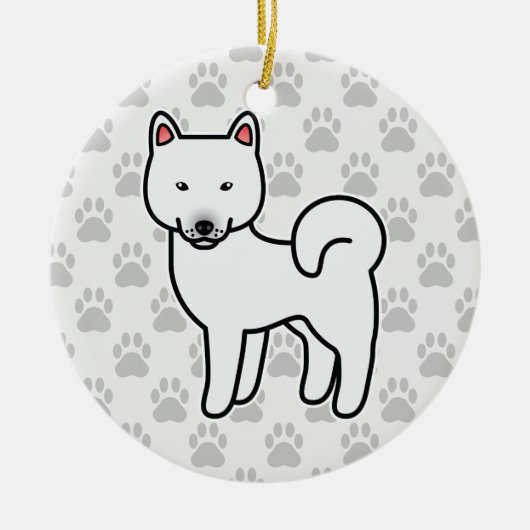 Shiba Inu Wit Keramisch Ornament (Voorkant)