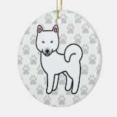 Shiba Inu Wit Keramisch Ornament (Links)