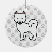 Shiba Inu Wit Keramisch Ornament (Achterkant)