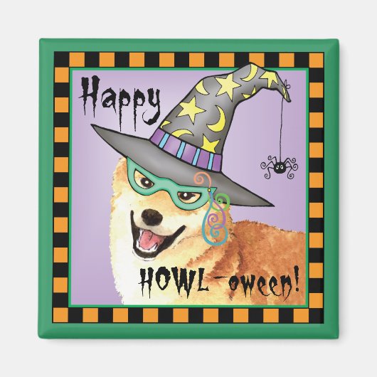 Shiba Inu Witch Magneet (Voorkant)