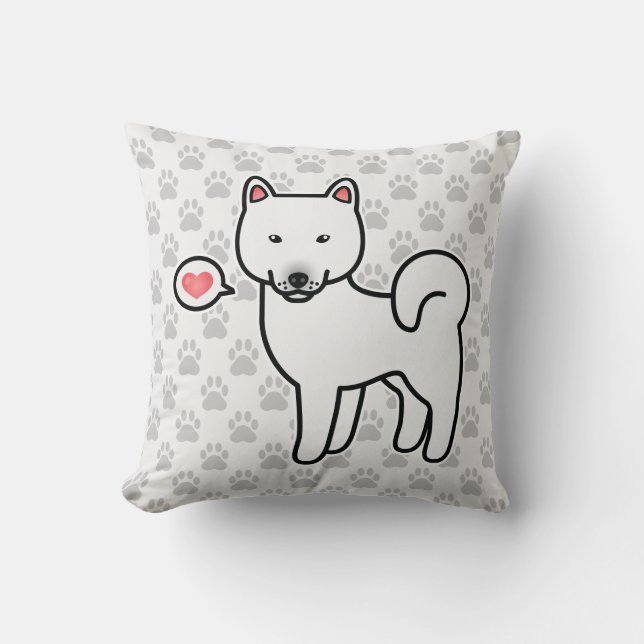 Shiba Inu Witte Liefde Kussen (Voorkant)