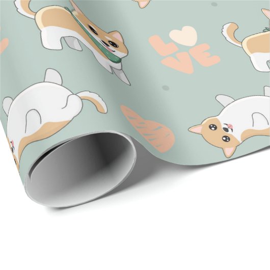 Shiba Inu Wrapping Paper Cadeaupapier (Rol Hoek)