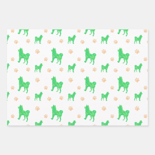 Shiba Inu Wrapping Paper - Minimal Green Gift  (Voorkant 3)