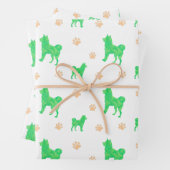 Shiba Inu Wrapping Paper - Minimal Green Gift  (In situ)