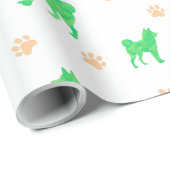 Shiba Inu Wrapping Paper - Minimal Green Gift  Cadeaupapier (Rol Hoek)