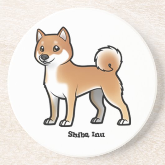 shiba inu zandsteen onderzetter (Voorkant)