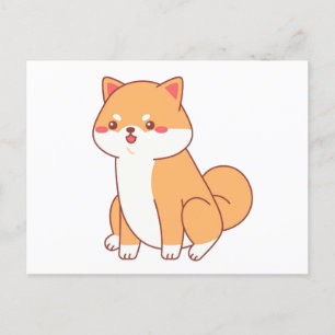 Shiba Inu zittende cartoon Briefkaart